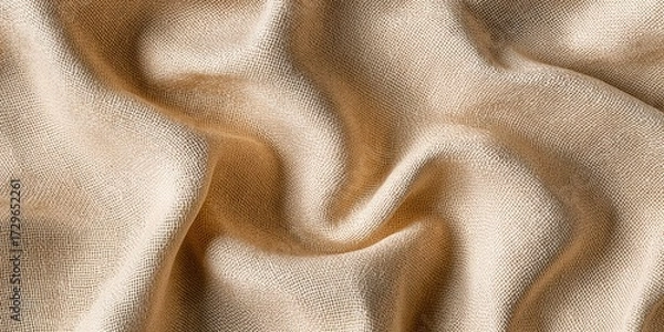 Obraz A soft and textured light beige linen fabric background with natural, gentle folds creates a warm and inviting atmosphere, perfect for flat lay compositions.