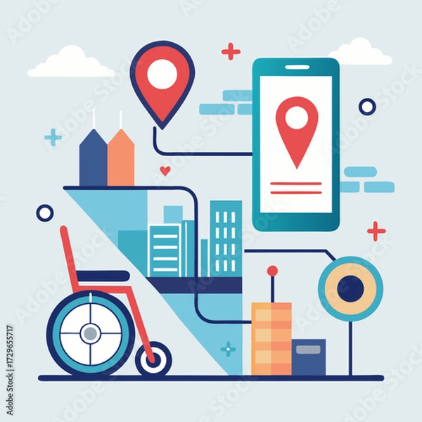 Obraz Accessible City Navigation Vector Concept