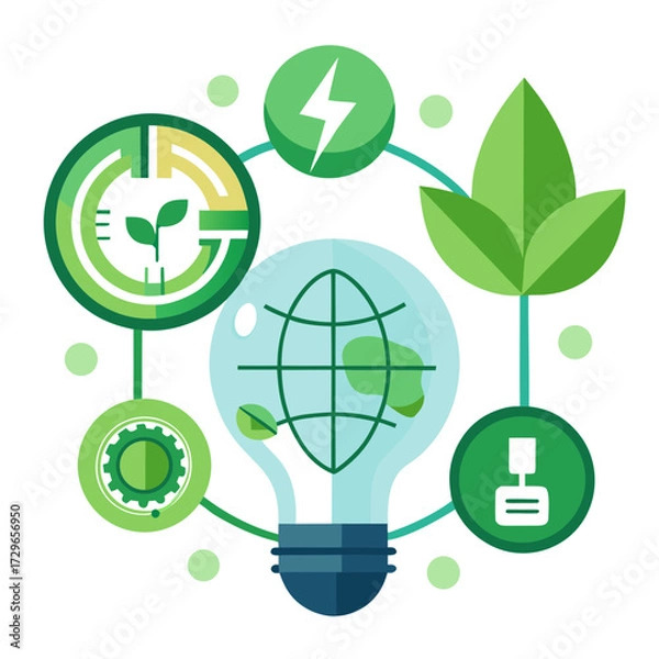 Obraz Sustainable Tech Vector Badge Set