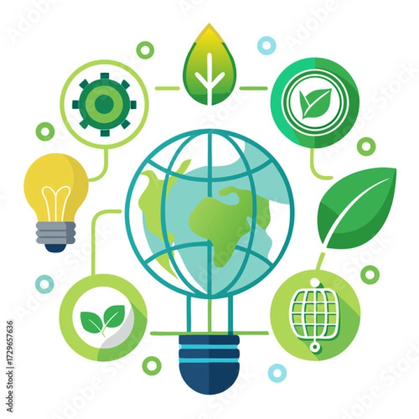 Obraz Sustainable Tech Vector Badge Set