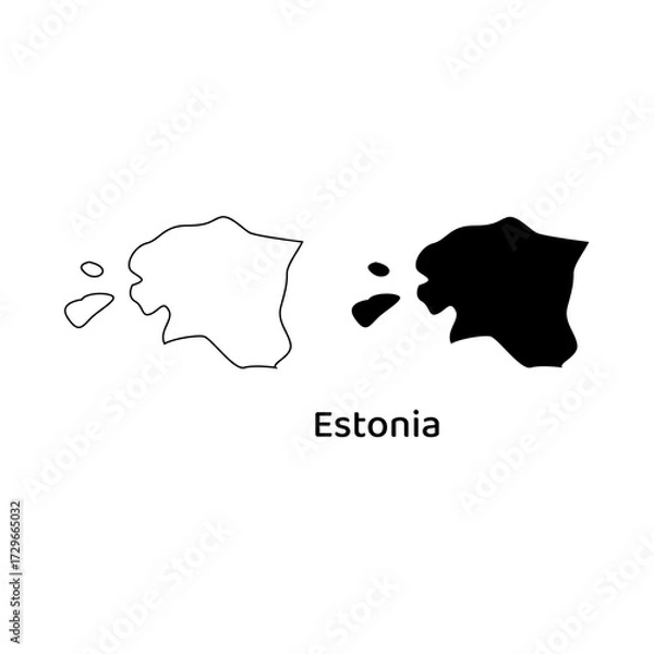 Fototapeta Estonia outline and filled map shapes on white background. Suitable for presentations, educational materials, or travel guides related to estonia.