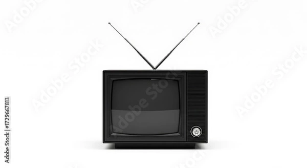 Obraz Retro Television Set: Black and White Nostalgia with Antennae