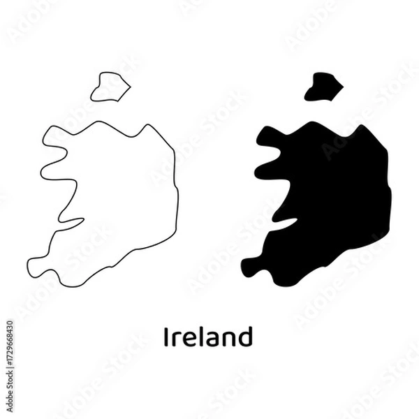 Fototapeta Simple silhouette of ireland suitable for travel brochures, educational materials, presentations, and cultural projects requiring a minimalist design element.