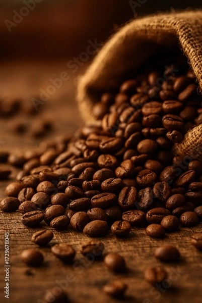 Obraz Warm, inviting coffee bean detail shot perfect for café or gourmet product promotion.