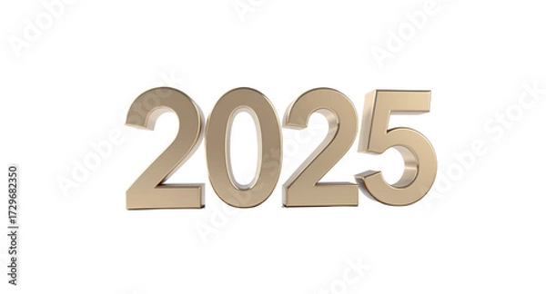 Fototapeta 2025 - Golden Numbers on Reflective Surface, Year Concept