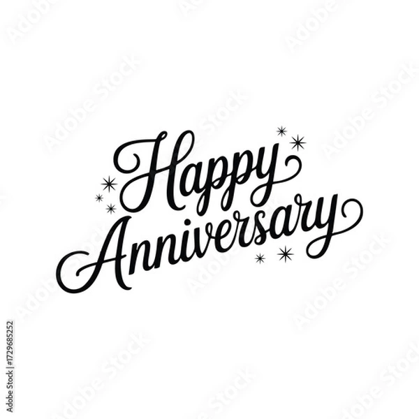Fototapeta Happy Anniversary hand lettering typography design, simple clean design on white background