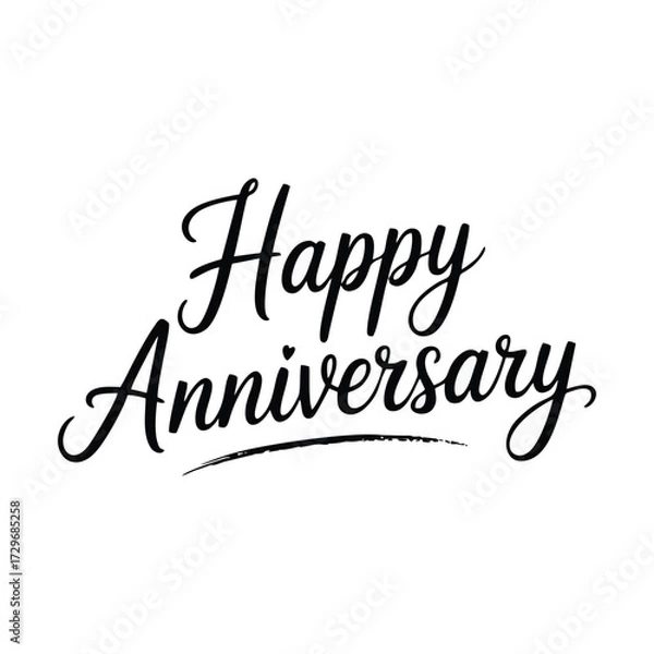 Fototapeta Happy Anniversary hand lettering typography design, simple clean design on white background