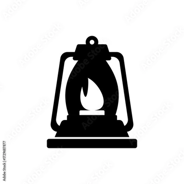 Fototapeta Lantern vector silhouette icon isolated on a white background. Simple and modern design.