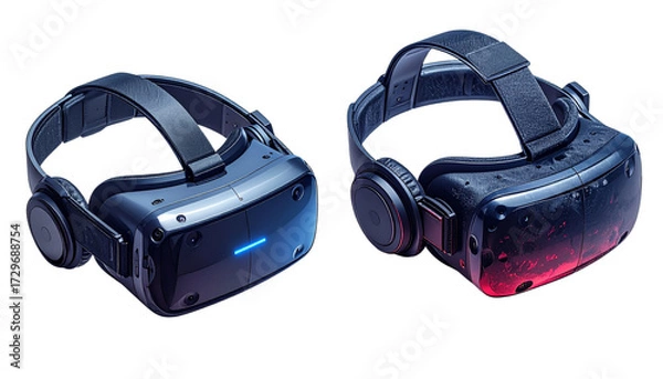 Fototapeta VR Gaming Headset Collection – Dual Device Variations Isolated on Transparent Background