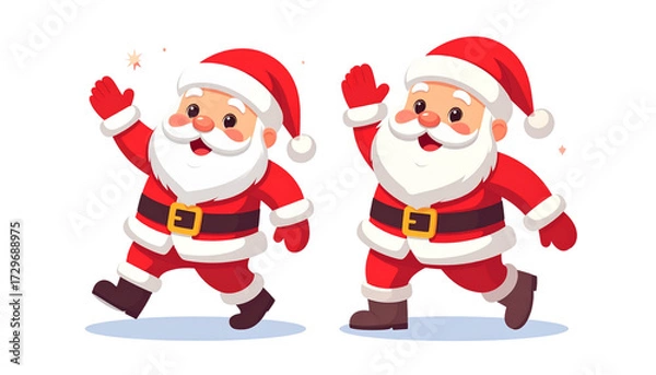 Fototapeta Festive Santa Collection – Dual Christmas Character Poses Isolated on Transparent Background