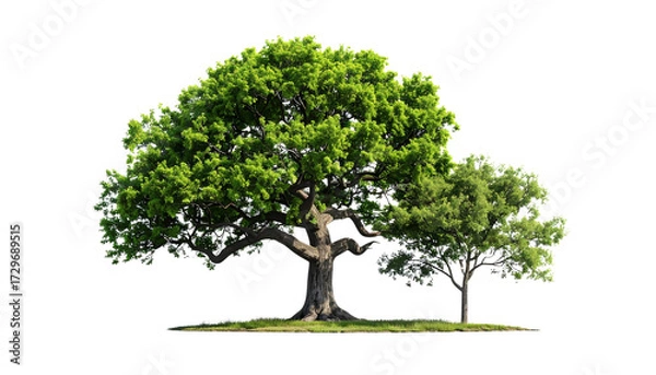 Fototapeta Oak Tree Duo – Two Tree Variations Isolated on Transparent Background