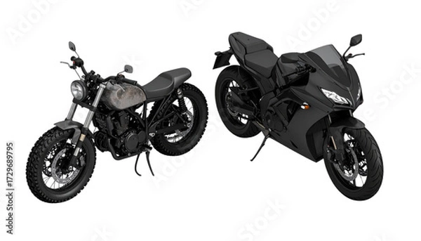 Fototapeta Two-Wheel Collection – Dual Motorcycle Designs Isolated on Transparent Background