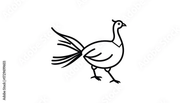 Fototapeta Simple black line drawing of a bird (1)