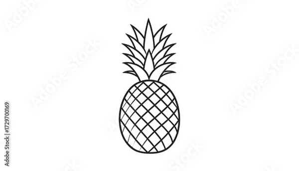 Fototapeta Simple black line drawing of a pineapple (1)