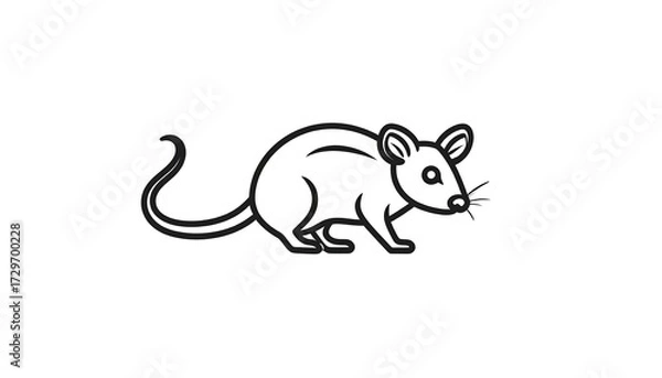 Fototapeta Simple black line drawing of a rodent