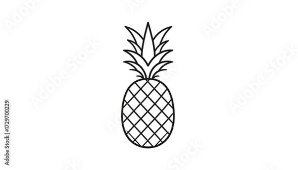 Fototapeta Simple black line drawing of a pineapple