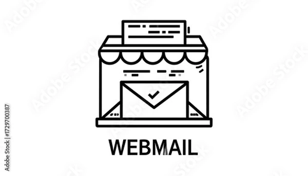 Fototapeta Simple black line drawing of a storefront with an email