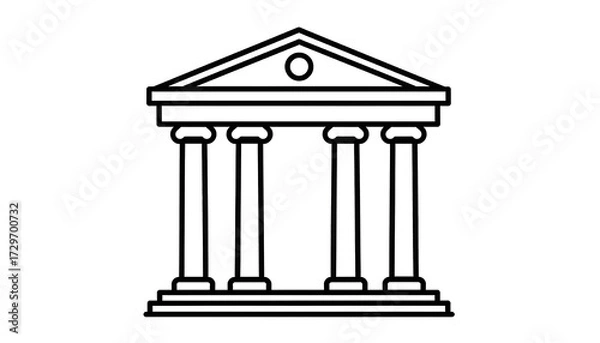 Fototapeta Simple black line drawing of an ancient building