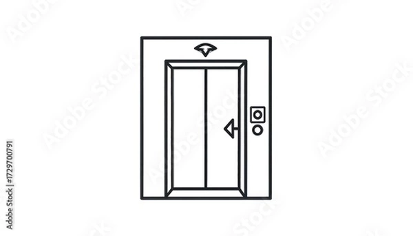 Fototapeta Simple black line drawing of an elevator