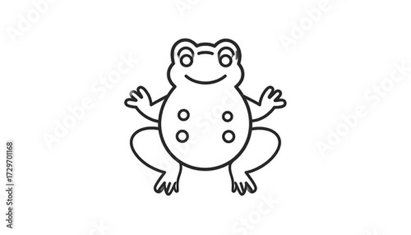 Fototapeta Simple black outline drawing of a frog