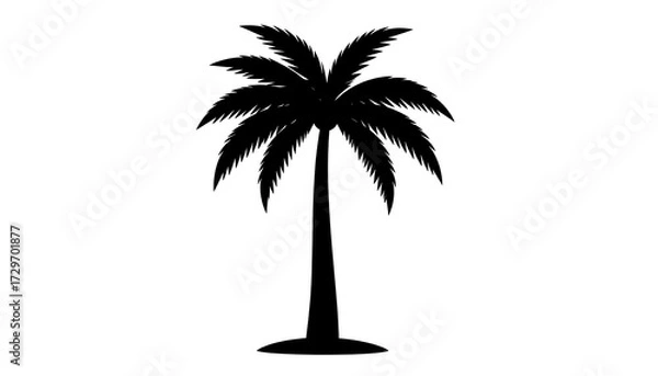 Fototapeta Simple black silhouette of a palm tree