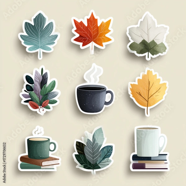 Fototapeta set of vector icons of autumn