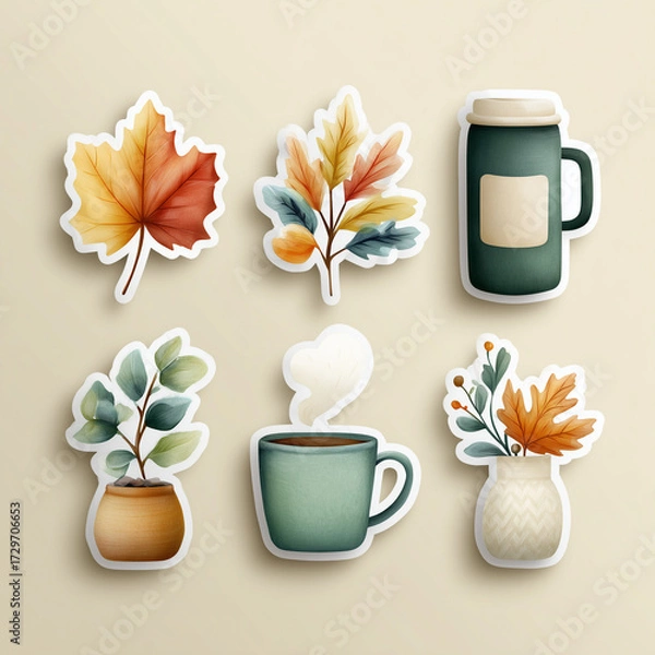 Fototapeta set of vector icons of autumn
