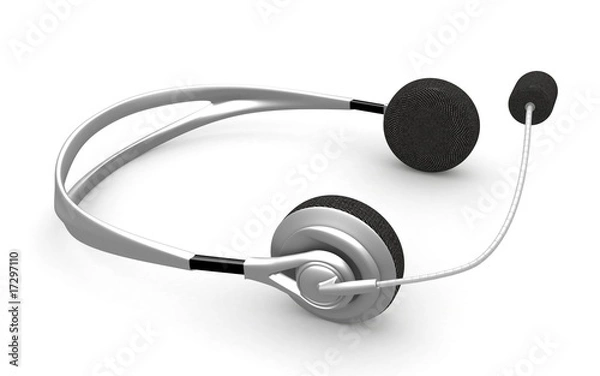 Obraz 3d render- headphones on white background
