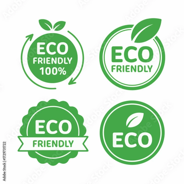 Obraz Eco friendly green labels vector set for sustainable products and environmental conservation design icon set