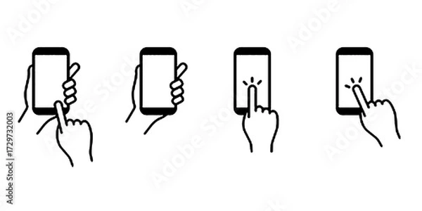 Obraz Smartphone and hand variation black icon set