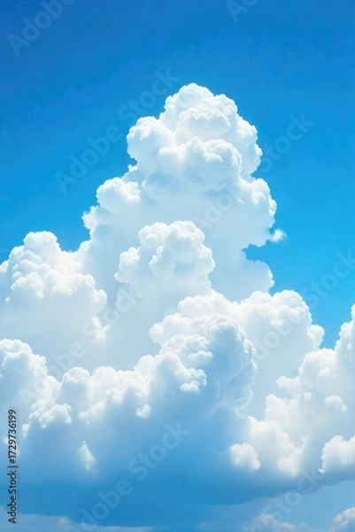 Fototapeta Vast expanse of fluffy white cumulus clouds against a vibrant blue sky, perfect for serene and calming backgrounds Ideal for travel, nature, and weather themes , tranquility, meteorology, weather