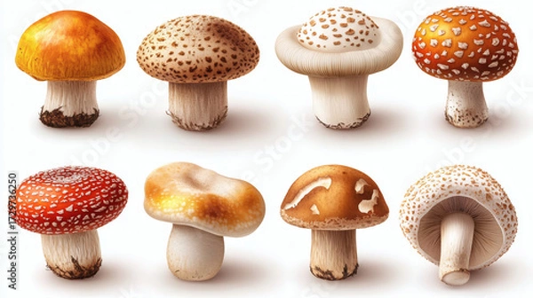 Obraz Various mushrooms illustration