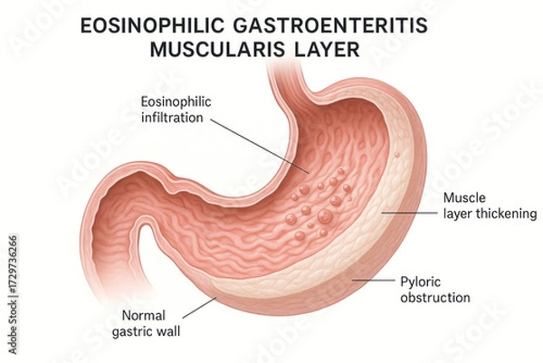 Fototapeta Eosinophilic Gastroenteritis: Muscularis Layer Illustration