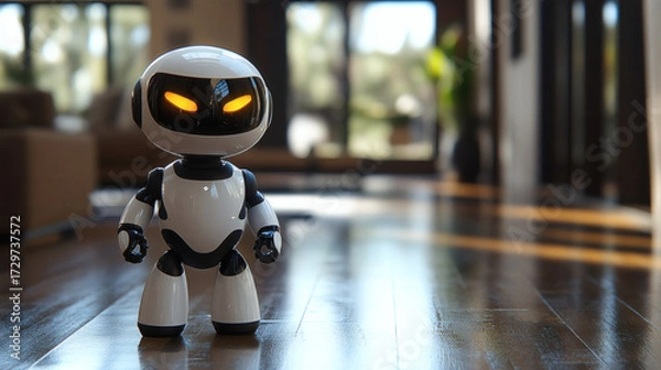 Obraz Cute robot figure in modern home
