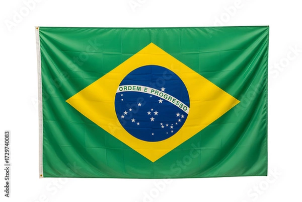 Fototapeta Vibrant Brazilian flag waving proudly showcasing national colors and symbols, perfect for patriotic events and celebrations