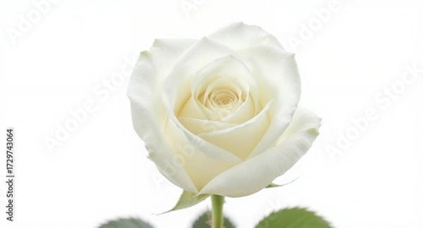 Fototapeta Single White Rose Against White Background
