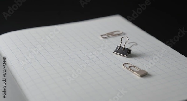 Fototapeta Stationery Items on Grid Paper Background