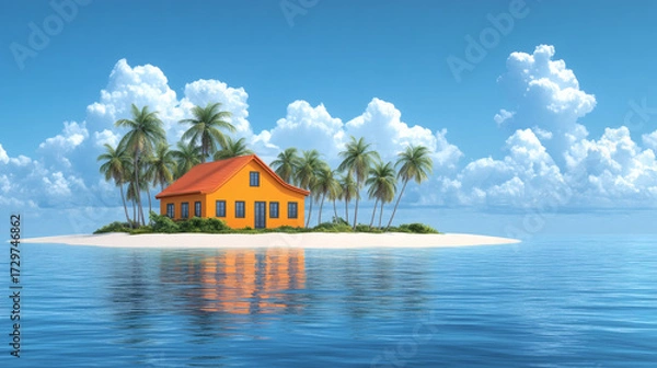 Obraz Orange house on tropical island