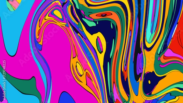 Obraz Colorful abstract psychedelic liquid and fluid background pattern
