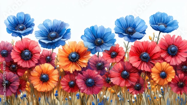 Obraz Colorful flowers border