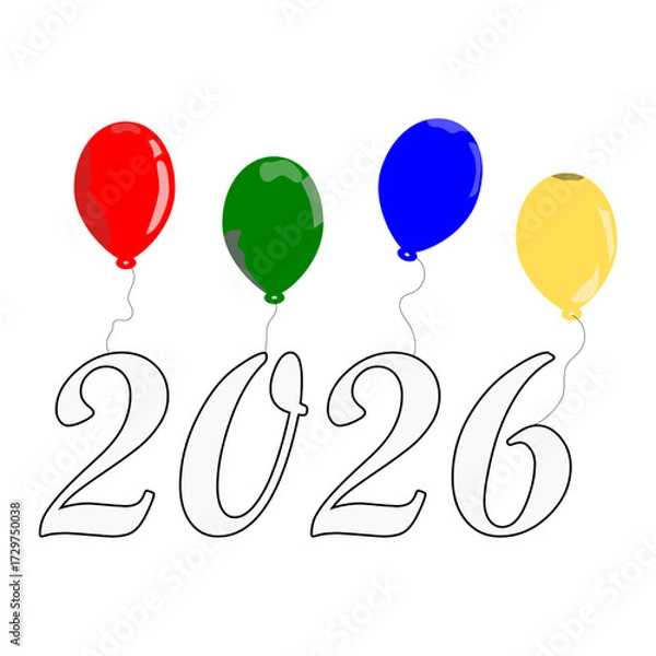 Fototapeta Colorful 2026 New Year celebration with bright fireworks, confetti, glowing numbers 2026, festive lights, and joyful atmosphere symbolizing happiness, hope, and new beginnings