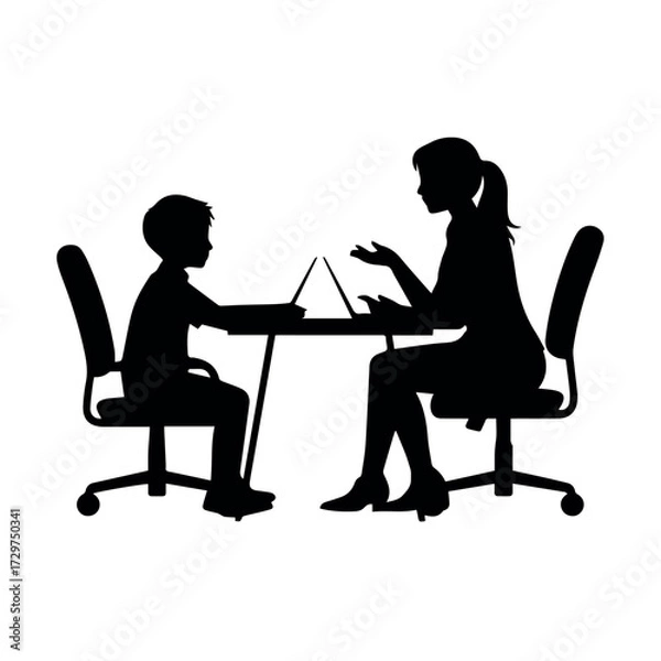 Obraz Tutoring session silhouette vector design for education and learning resources vector illustration is here
