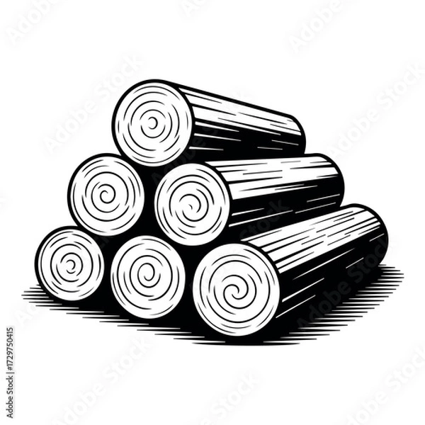 Obraz Pile of wood logs lumber timber firewood illustration vector graphic design for forestry industry use