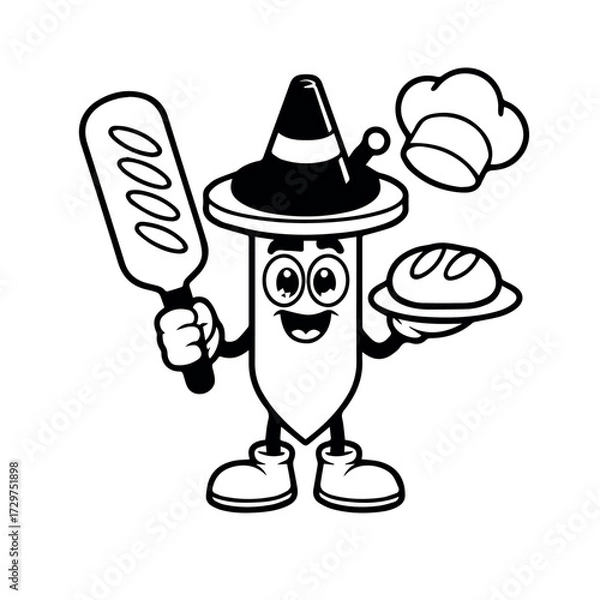 Obraz Cartoon baker character with bread and chef hat vector illustration design for bakery shop 100