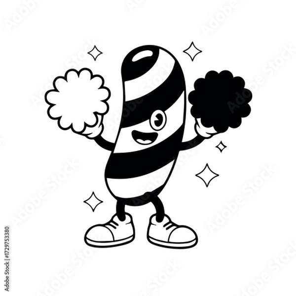 Obraz Retro cartoon candy character illustration vector art for graphic design and animation projects use, free