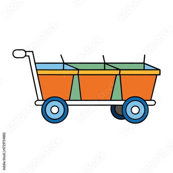 Fototapeta Carts are simple vehicles, often with wheels, used for carrying goods or people, pulled by hand, animals, or machines, common in markets and farms.
