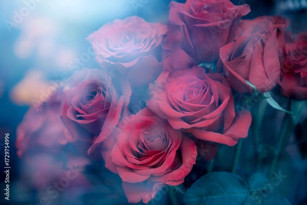 Obraz 窓越しの赤いバラ