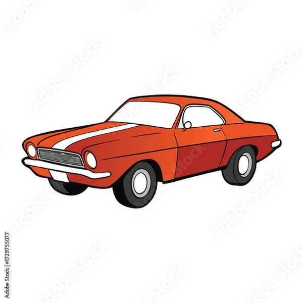 Fototapeta A classic seventies American muscle car with bold lines, wide stance, roaring engine, chrome details, and vintage style—built for speed, power, and pure retro cool.
