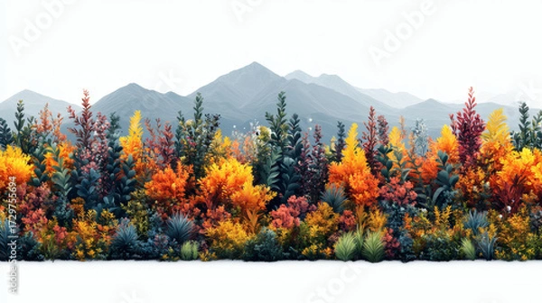 Obraz Autumn foliage line with mountains