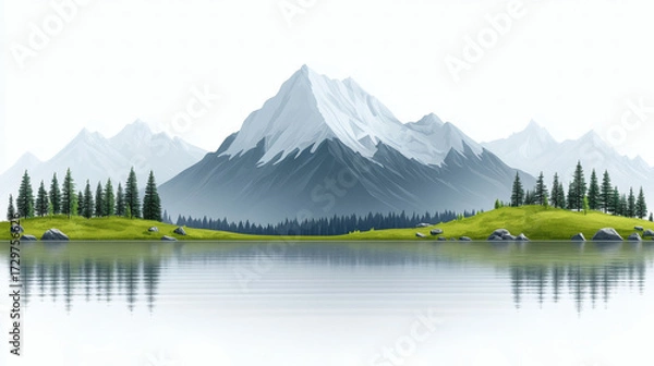 Obraz Mountain landscape illustration